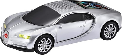 WSTER Luxury Sports Car Model Bluetooth Speaker with HD Sound, TWS Stereo Pairing, Display Screen, Built-in Microphone, Unique Bluetooth Car Speaker for Home, Party, Outdoor & Beach (Silver)