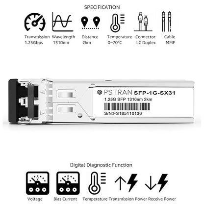 OPSTRAN 1000BASE-SX SFP Optical Transceiver Module Compatible with Netgear 1310nm 2km DDM Duplex LC MMF 10 Pack