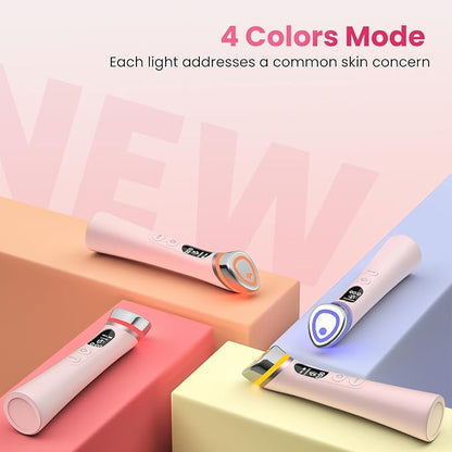 Face Lift Device – 8 in 1 Skin Tightening and Lifting, LED Light Therapy for Wrinkles, Korean Skin Care, Spa-Grade Facial Massager Lifting & Firming Beauty Massager (Pink)