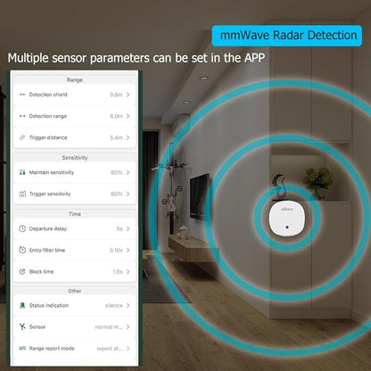Presence Sensor, WenzhiIoT Smart Motion Sensor Zigbee 5.8 GHz Radar MmWave Presence Sensor Movement Body Motion Detection with illuminance Tuya Smart Life Home Assistant