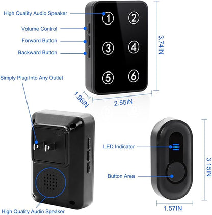 Caregiver Pager Wireless Call Button Emergency Life Alert Systems 500Ft Range with LED Number Display for Elderly/Patient/Disabled at Home/Hospital/Clinic(6 Waterproof Panic Button & 3 Receiver)