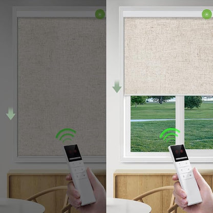 ZSHINE Motorized Blackout Window Blinds Customize Width Remote Control Wireless and Rechargeable Window Roller Shades for, Home, Office, Hotel, Restaurant and Cinema(82067K)