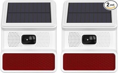 Solar Wireless Motion Sensor Alarm,Driveway Alarm Outdoor Waterproof Alert 120 dB Siren Sound Security System for House Yard Farm, Woods, Farmland,Garage(2 Pack)