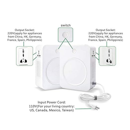 uyoyous 500W Step Up Voltage 110V to 220V Converter Heavy Duty Power Converter Transformer with Input Power Cable Step Up Transformer 110v to 220v for Using 220V Asia Euro Appliance in US