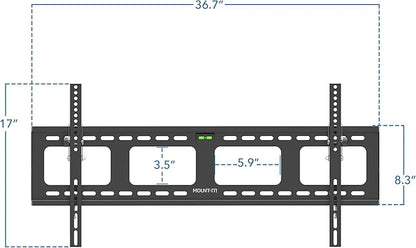 Mount-It! Low-Profile Tilt TV Wall Mount | Ultra-Slim Bracket for 43-90 Inch TVs | Downward Tilt for Anti-Glare | Heavy-Duty Steel Holds 220 lbs | VESA 800x600 | Stud & Concrete Installation