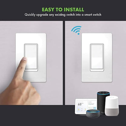 TOPGREENER Wi-Fi Relay Module, Hidden Smart Switch for Fans, Lights, Outlets, 120-240VAC, 10A, ETL Listed, TGWFRSM1, Black