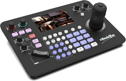 Zowietek PTZ Controller 7D Joystick Keyboard, ZowieKBD, 5'' LCD Quad-Screen Real-time Preview Display, HDMI Output, Automatic Camera Detection, Group Control, Tally, VISCA/PELCO, Non-NDI Model