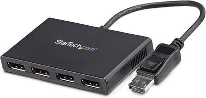 StarTech.com 4-Port DisplayPort 1.2 Splitter, DisplayPort to 4x DP Multi-Monitor Adapter, Quad 1080p 60Hz Computer MST Hub, Windows Only, No Drivers (MSTDP124DP)