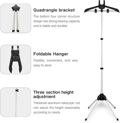 Garment Steamer Hanger Stand & Ironing Glove for Clothes, Adjustable Steamer Stand for Clothes Hanger & Mini Grey Ironing Board Portable Handheld Steamer Ironing Accessories for Clothes