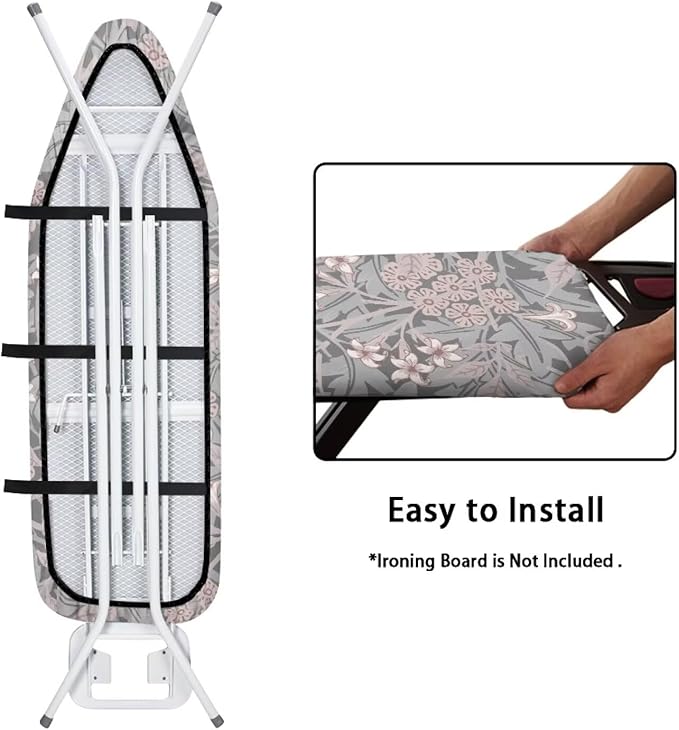 ZCFYGDX William Morris Prints Ironing Board Cover Decor, Resist Scorching & Staining, Easy Install Resistant Elastic Edges,3 Nylon Buckle Fasteners Straps,Relaxing Breathable Ironing Experience XL