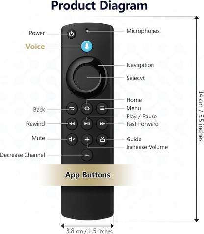 Voice Remote for FireStick(2nd/3rd Gen,Lite,HD),TV Stick 4K/Max(1st/2nd Gen),TV Cube, TV Remote for 3rd Gen,Insignia Smart TVs