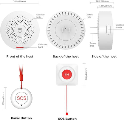 Hapippofa Caregiver Call Button WiFi Elderly Alert Call Button Life Alert Systems for Seniors No Monthly Fee for Elderly/Disabled/Home/Hospital