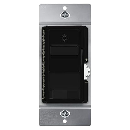TOPGREENER Digital Dimmer Light Switch for 200W Dimmable LED/CFL Lights, Single Pole/3-Way LED Slide Dimmer Light Switch, Neutral Wire Not Required, UL Listed, TGSDS3-BK, Black, 1 Pack