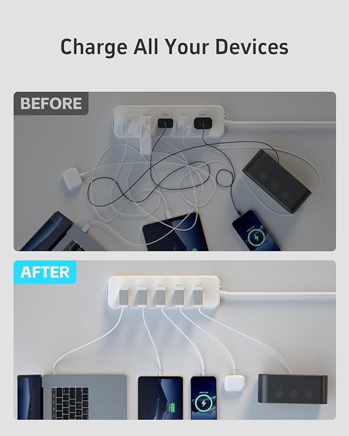 Portable USB Phone Charger Block, Retractable Wall Charger with 31.5in Retractable Lightning Cable, 40W Fast Charging Block with USB C Port, Power Adapter with Foldable Plug for iPhone14/13/12