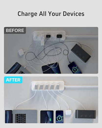 Portable USB Phone Charger Block, Retractable Wall Charger with 31.5in Retractable Lightning Cable, 40W Fast Charging Block with USB C Port, Power Adapter with Foldable Plug for iPhone14/13/12