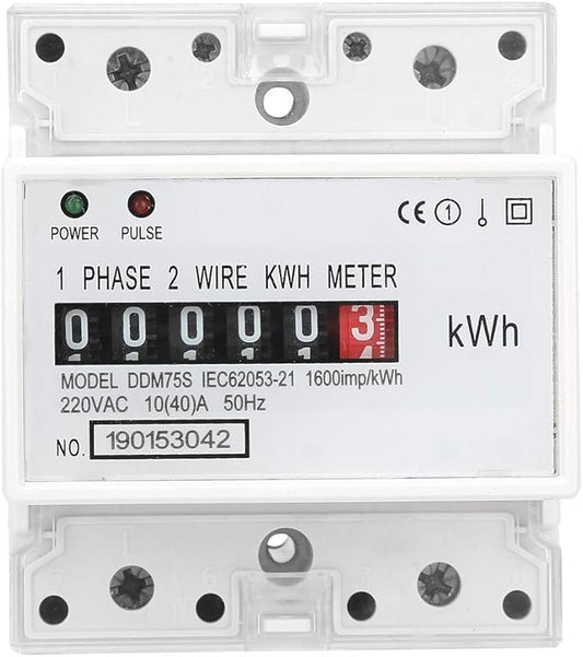 Watris Veiyi DDM75S 10-40A Single Phase KWH Meter, 4P Din Rail Energy Meter, Electric Meter, Electronic Din Rail KWh Meter, LED Electricity Power Consumption Wattmeter Energy Meter