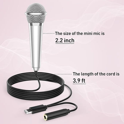2PCS Mini Microphone for iPhone iPad Small ASMR Tiny Microphone for Voice Video Recording Singing, Vlogging, YouTube Two Mics Silver and Blue