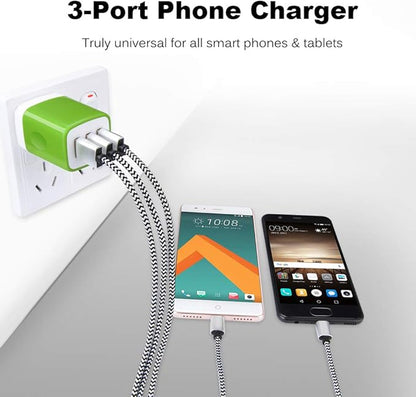 Wall Charger Adapter,USB Cubes,Sicodo 3Pack Universal Travel 3.1A 3 Muti Port Plug Charging Block Compatible with iPhone 16 15 14 13 12 SE 11 X,8,Plus,Samsung Galaxy S24,S23,S22,S21,S20,S10 Ultra,LG