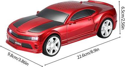 WSTER WS-592 Supercar Design Bluetooth Replica Speaker – Portable Car Model Wireless Speaker with TWS Stereo, FM Radio, LED Party Lights, USB/TF Playback, Hands-Free Calling, Microphone(Red)