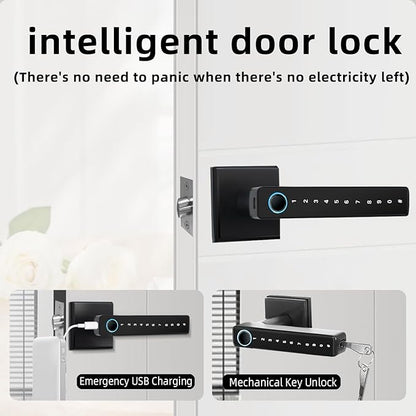 Zhuofeiya Smart Fingerprint Door Lock,Keyless Entry Door Knob with Keypad & Biometric Scanner,Door Locks for bedrooms,Apartment,Office