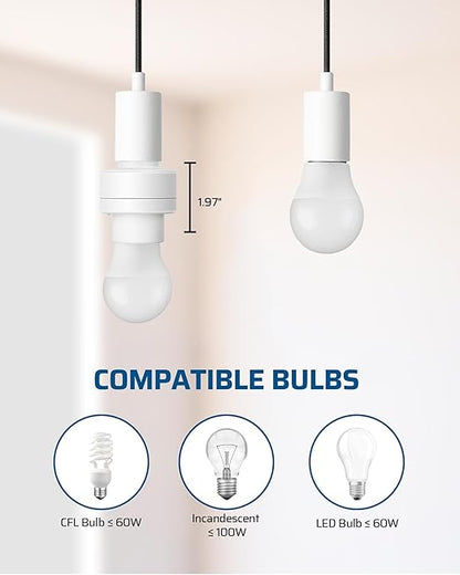 DEWENWILS Remote Control Light Socket, Wireless Remote Control Lamp Bulb Socket with Switch for Pull Chain Light Fixtures, 100FT Range, No Wiring Needed, ETL Listed(Shorter Version)
