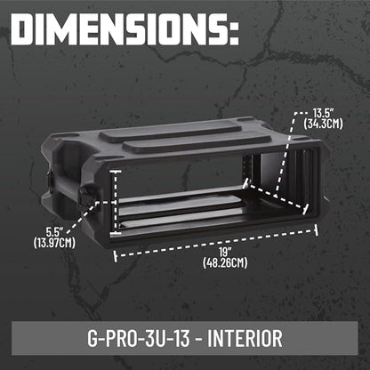 Gator Cases Pro Series 3U Rack Case with Shallow 13" Depth, Roto Molded Made in USA (G-PRO-3U-13)