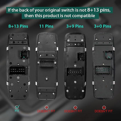 Master Power Window Control Switch for 2013 2014 2015 2016 Dodge Dart 68271203AB 56046568AC 56046553AB, 8+13 Pins, Front Left Driver Side Door Lock Window Controller