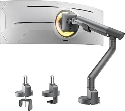 monTEK Single Monitor Arm for 17-40 Inch Screens, Up to 24.25lbs, Heavy Duty Monitor Mount with VESA Mount, Full Motion Adjustment Monitor Stand C-Clamp/Grommet Base,Dark Gray,MA1010DG