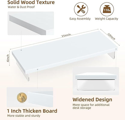 SSWOOD Monitor Stand Riser, Wood & Acrylic Computer Monitor Stand Desk Desktop Organizer Table for Home, Office Workspace, Laptop Riser, Printer, PC & TV Screen Riser