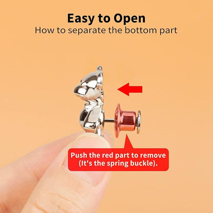 TOOVREN Cute Bear Button Pins for Loose Jeans - No Sew, No Tools Instant Pant Waist Tightener, 4 Sets Jeans Button Replacement Pant Clips for Waist Buckle