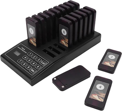 Luocute Wireless Calling System, 18 Receivers 1 Transmitter Channel 30-100m Range, with Vibration Sound Flashing Lights, for Restaurant Food Court Clinic Nursing Home (US Plug)