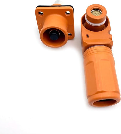 1 Set Battery Energy Storage Connector, 120A 25mm² High Current Connectors Quick Plug Terminal Orange Right Angle Plug and Socket IP67 Waterproof Power Adapter Crimping Wiring (120A, Orange)
