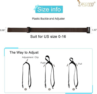 JASGOOD Women No Show Stretch Belt Elastic Web Strap Belt with Flat Buckle for Jeans Pants Dresses