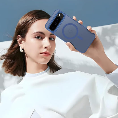 Magnetic for Google Pixel 9 Pro XL Case, [Military Grade Drop Protection] [Compatible with MagSafe] Shockproof Slim Translucent Matte Anti-Slip for Women Girls Men Case, Blue