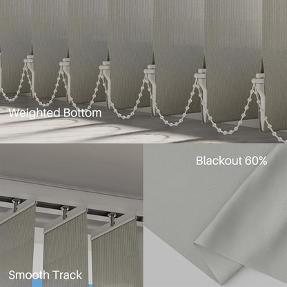 Blindify Motorized Vertical Blinds, Light Filtering Sliding Door Shades Vertical Shades Remote Control Customize, Pure Beige