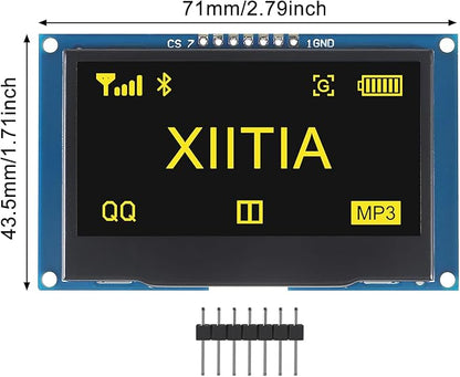 XIITIA 2pcs 2.42 inch 128x64 OLED LCD Display Module SSD1309 7 Pin SPI/IIC I2C Serial Interface for Arduino UNO R3 (Yellow Light)