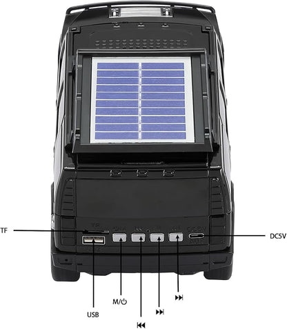 WSTER Solar Off-Road Car Bluetooth Speaker – HD Stereo Sound with TWS Pairing, TF/USB Playback, Portable Bluetooth Car Speaker for Home Audio, Outdoor Use & Retro Gifts for Men (Black)