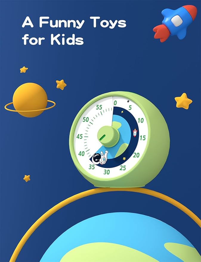Visual Timer for Kids, 60-Minute Countdown Timer for Classroom Office Kitchen, Desk Timer Kids Time Management Tools with Silent Operation, Pomodoro Time Rainbow Pattern