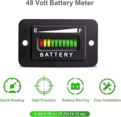 HUSUKU 48V led Battery Indicator 48 Volt Battery Meter led Voltmeter Gauge led Digital Voltmeter for Golf Cart Club Car EZGO Yamaha