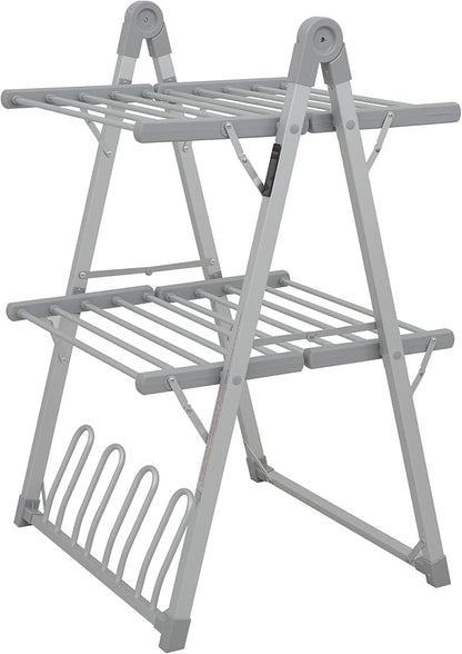 SHARNDY Electric Heated Clothes Drying Rack,Foldable Heated Garment Dryer with Timer Shut-Off Laundry Rack for Clothes Shoes Socks,Aluminum Alloy,Silvery Gray,Plug & Play,(39.37x25.98x23.82in)