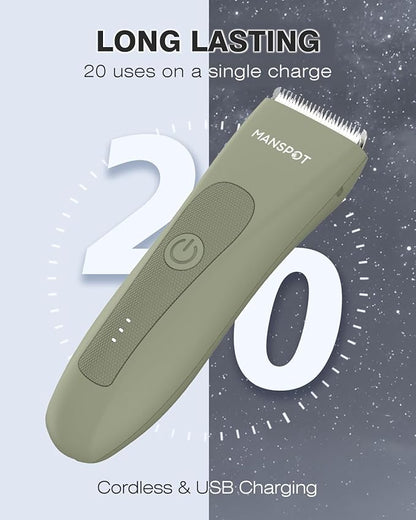 MANSPOT Manscape Hair Finishing Trimmers, Pubic Hair Trimmer for Men and Women, Electric Ball Trimmer Pubic Shaver,Hypoallergenic Ceramic Blade Heads,Waterproof Wet/Dry Groin Shaver,20 Times Usage