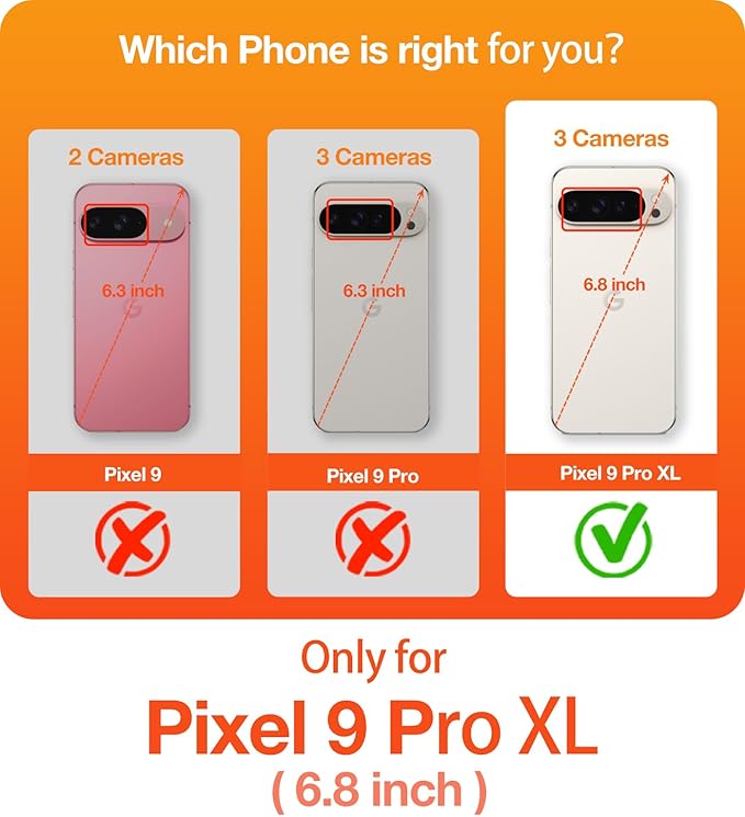 TORRAS Magnetic & Stand for Google Pixel 9 Pro XL Case Clear, Fit for MagSafe, 12FT Mil-Grade Drop Protection, Slim Fit for Google Pixel 9 Pro XL Phone Case with Built-in Kickstand, Diamond Clear