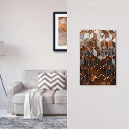 Bvtewkhz Brown Abstract Luxury Modern Geometric Cubic Marble No Device Single Blank Decorative Light Switch Covers Electrical Faceplate Switch Plates for Bathroom Kitchen Home