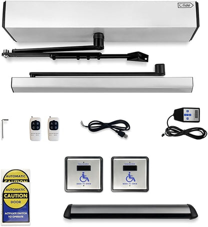 Olideauto ADA Automatic Door Opener Touchless Sensor Open Door+2PCS Wired Square 4.5'' Handicap Wave Sensor Switch Olide-513N and 1PCS Wired Top Safety Motion Sensor
