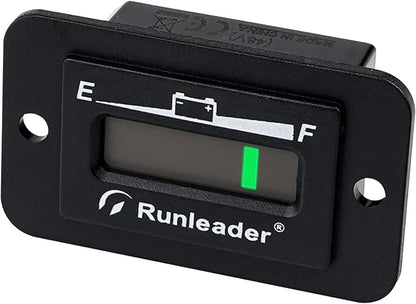 Runleader LED Battery Level Monitor,Volt.48V,Charge and Discharge Display- Only Suitable for Lead Acid Battery,Works on Golf Club Car Left Fork Scrubber RV Travel Trailer Go-Kart.