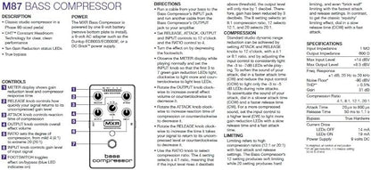 MXR M87 Bass Compressor Effects Pedal with Tonebird Deluxe 9V Power Supply, Patch & Instrument Cable, Multi-Tool Bundle
