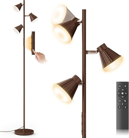 SIBRILLE 36W LED Tree Floor Lamp, Dimmable Tall Standing Lamp with Remote & Touch Control, 4 Color Temperatures Bright Floor Lamp, 3 Rotatable Light Modern Floor Lamps for Living Room Bedroom Office