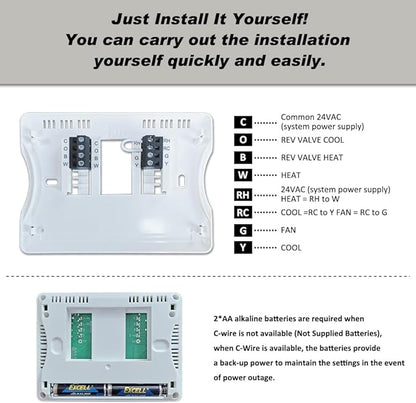 Programmable Auto Changeover Thermostat for Home, Conventional Single-Stage Systems,1 Heat/1 Cool, Extra Large Display, Smart Auto Switching,Easy-to-Use Digital Temperature Control, White Backlight