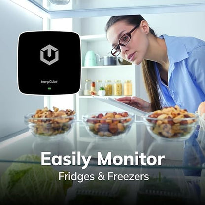 tempCube Pack of 2 WiFi Temperature & Humidity Sensor | Connects 2.4 GHz – Real-Time 24/7 Monitoring | No Subscription | Data Logger | Unlimited Text/Email Alerts | Freezer, Medical & Food Storage
