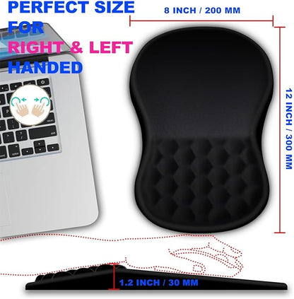 KUOSGM Mouse Pad Wrist Support, Ergonomic Mouse Pad with Massage Dot, Comfortable Computer Mouse Pad for Laptop, Wrist Rest Pain Relief Mousepad with Non-Slip PU Base for Office & Home, 12 x 8 in